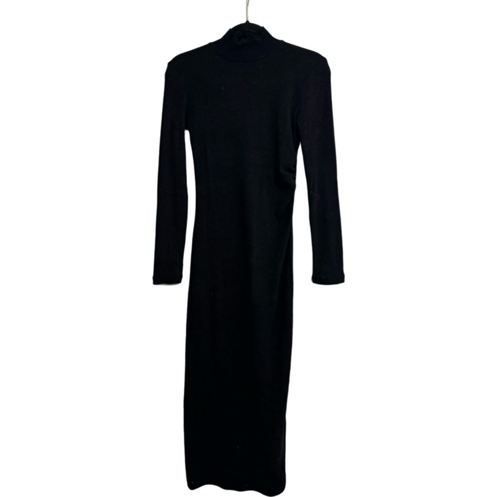 Zara Black Long Sleeve Mock Neck Sheath Dress